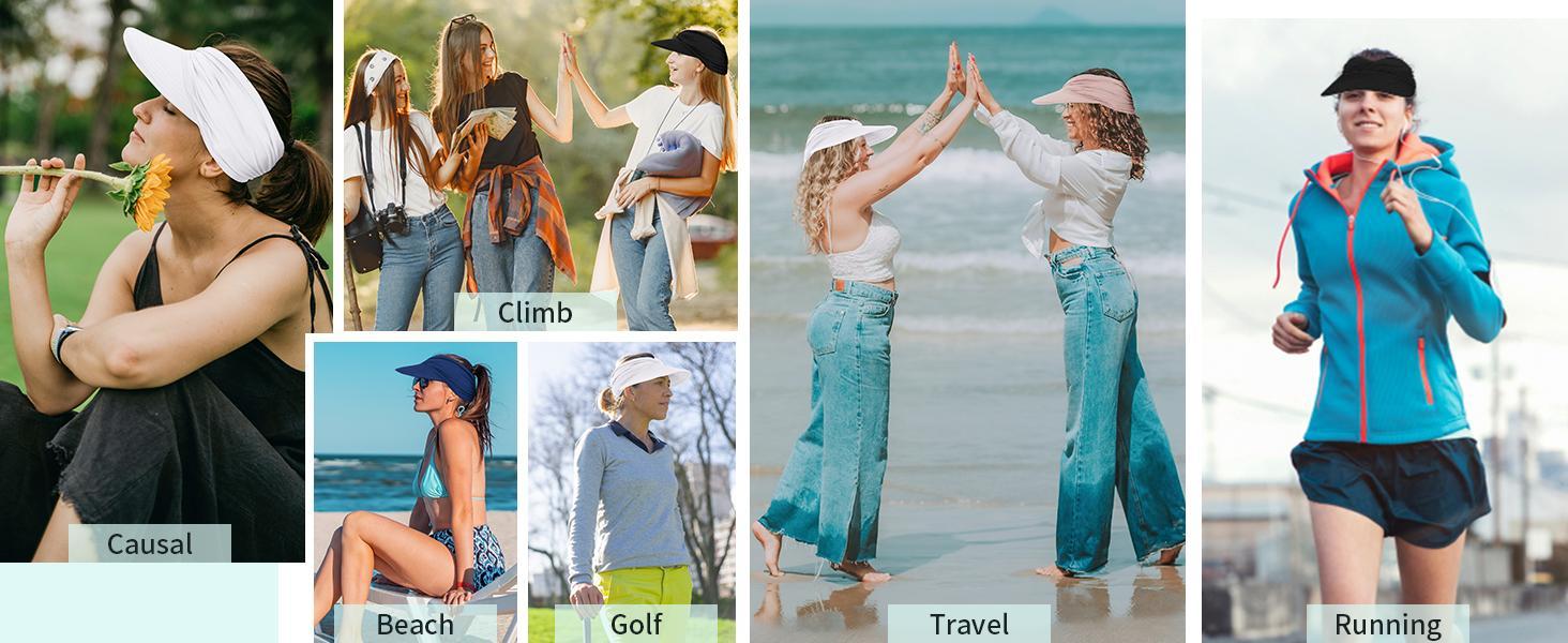 Women's UPF 50+ UV Protection Sun Visor Hat | SunSafeTok That Girl Aesthetic High Ponytail Wide Brim Hat | Birthday Gift for Her Beach Golf Hiking Outdoor Daily Casual Wear