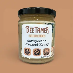 BeeTamer's Cordycinno – Raw Creamed Honey with cordycepts lite coffee grounds, and natural flavors 11oz Healthy