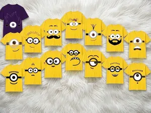 [FREESHIP] Womenswear Unisex Minion Graphic Crew Neck Cotton T-Shirt, Cute Couple/Team Matching Y2K Streetwear Vintage Hip-Hop Casual Fit Top