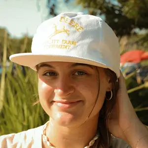 John Deere White Corduroy Hat
