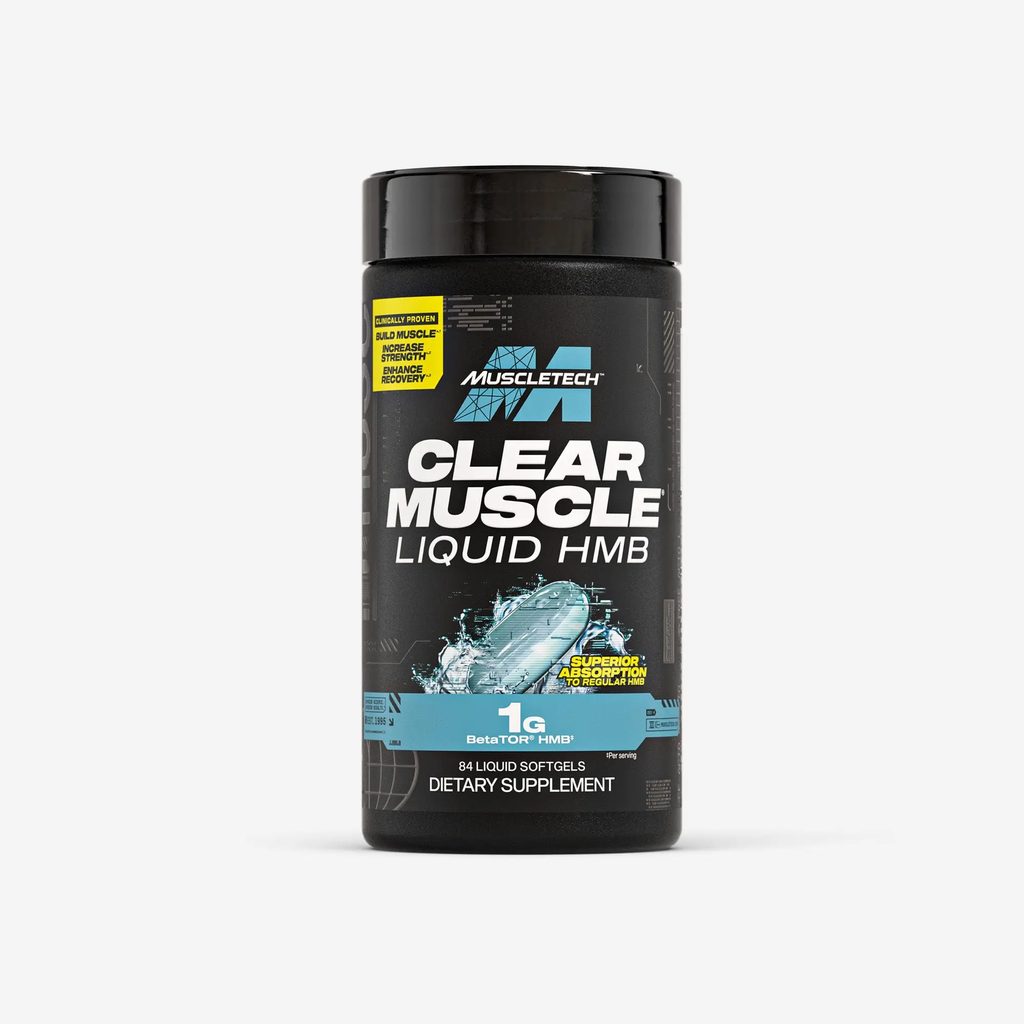 MuscleTech Clear Muscle Liquid HMB, 1000 mg (42 Liquid Softgels) - Highest Grade HMB Muscle Supplement for Lean Muscle & Recovery