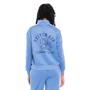 Disney Lilo & Stitch Women's Graphic Zip Front Track Jacket Light Blue