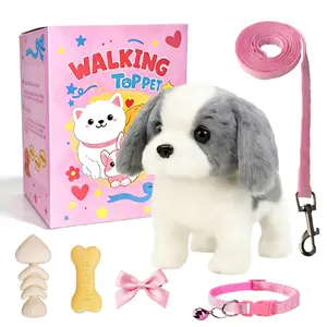 Babywendy 2026 New Electric Walking Puppy Toy | Interactive Plush Robot Dog with Leash, Bone & Bow Accessories, Walks, Barks, Wags Tail, Moves Head, Soft Adorable Pet Companion, Great for Birthday, Christmas, Holiday Gifts