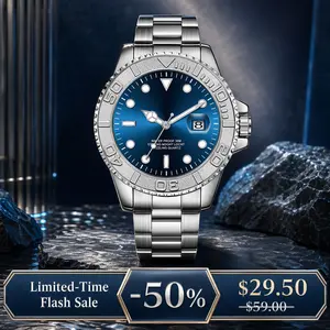 Men's Luxury Diver-Style Quartz Wristwatch - Stainless Steel, 30M Water Resistant, Luminous, Date-Featured Fashion Watch for Outdoor Activities