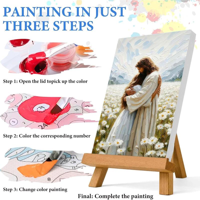 Paint by Numbers for Adults and Kids Beginner, Jesus Hugging Woman Christian Painting by Number Kits On Canvas, Number Artist Paint by Number Kit DIY Oil Painting Acrylic Paints, Home Wall Decor