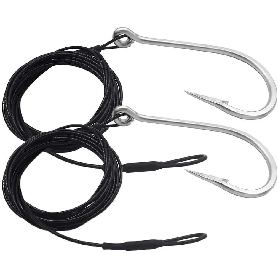 1/0-13/0 Surf Rigs with 9.8ft 49-Strands Steel Leader 380-400Pound Deep Sea Hooks for Big Fish