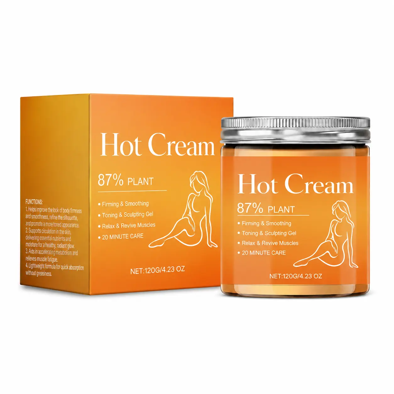 Gentle Herbal Hot Cream, Moisturizing Massage Body Cream for Arms, Thighs & Abdomen, Firming Skin, Lightweight Body Care