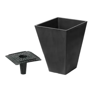 Algreen Valencia Indoor/Outdoor Resin Square Planter with Water Reservoir, Black, 10" x 13"
