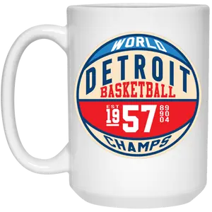 Retro Pistons World Champs 15oz White Mug