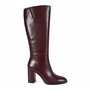 Knee High Boots for Women Round Toe Chunky Block High Heel Side Zipper Wide Calf Comfortable Fashion Date Dress Party Rave Trendy Classic Tall Long  Boots