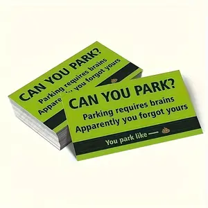 Funny Parking Prank Cards, Cartoon Brain Design, Portable Prank Gift, Playful, 3.5x2.1 Inches, Paper, Ideal for Friends and Pranks
