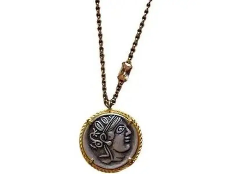 Mythology Greek Godness of Wisdom Queen Athena Coin Medallion Necklace,Ancient Greek Symbol Coin Necklace
