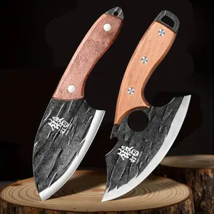2pc High-quality stainless steel outdoor kitchen knife - high-performance boning knife and fish-cutting knife combination set, multi-functional cooking tool and ergonomic handle.