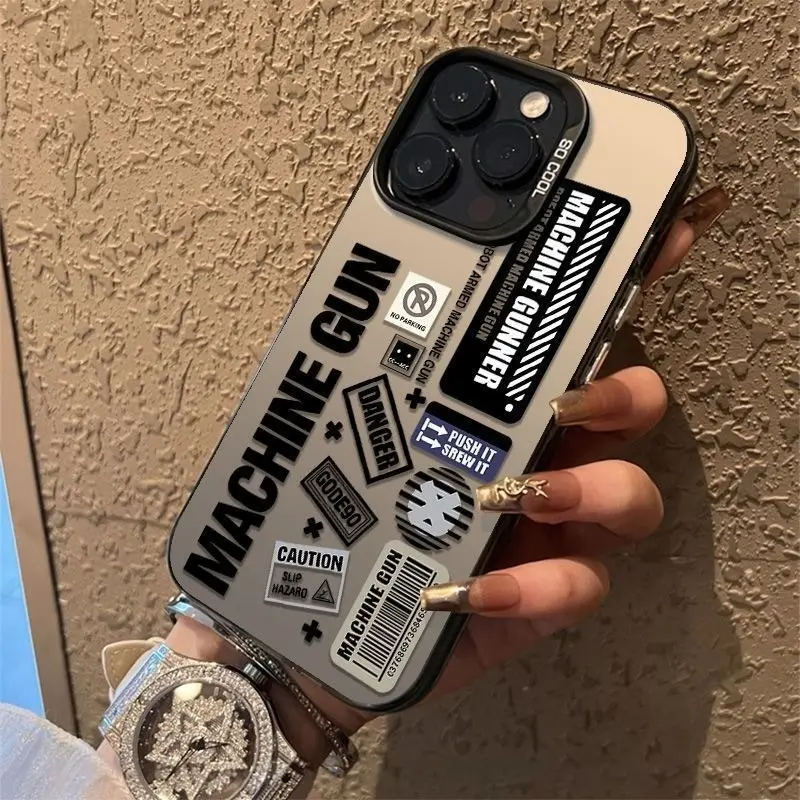 HoloFrame Aesthetic Holographic Phone Case for iPhone 17 16 15 14 13 12 11 Pro Max, Y2K Streetwear Graphic Print Protective Cover, Shockproof TPU Case