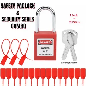 Industrial Safety Lockout Tagout Kit, Includes 20 One-Time Anti-Removal Seals, Energy Isolation Lock, Factory Safety Tool
