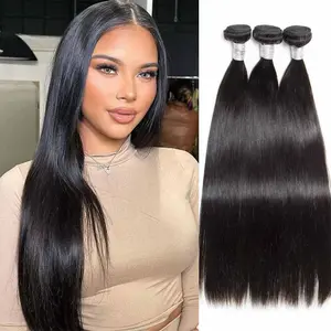 BUW 9A Bundle 100% Virgin Human hair 3 PCS & 4 PCS 10’’-28”  Nature Black Color SEW IN / LEAVE OUT / QUICK WEAVE / Make Boho Braid/ Ponytail/ Wig