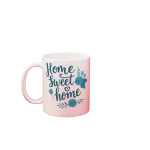 Coffee Mugs & Tumblers - Home Sweet Home Design with Floral Accents Pink Color Drinkware
