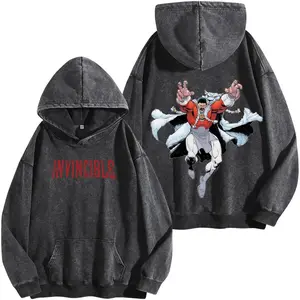 Thragg Tshirt Washed Invincible Washed Hoodie Thragg Comics TV Show Comics Heavyweight Cotton Unisex Streetwear graphic tees oversized