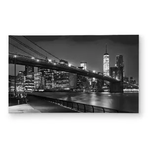 212 MAIN 3x5 ft. Weatherproof Rectangle Size Outdoor Area Rug - Monochrome Urban Nightscape with Bridge Motif, Home Decor Household Textile Carpet (C1ROAR35DLA0IC)
