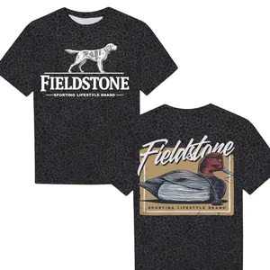 Fieldstone Vintage Decoy black leopard T-shirt, Mossy Oak Camouflage Fieldstone Duck Mallard Washed Out Tee