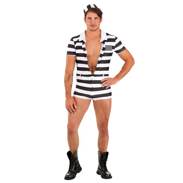 Men's Sexy Striped Prisoner Costume