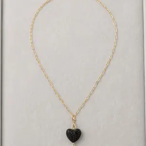 Zapotec Heart Necklace - Hand-Made Black Clay Heart with Beads in Two Sizes - Bold Maximalist Style - Original Corazon Ancestral Design