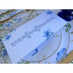 Passover cards, Set of 12 Pesach, order of the seder. Blue Flowers