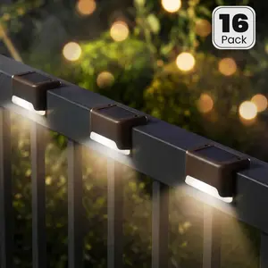 Solar Deck Lights Outdoor 16 Pack, Solar Step Lights Waterproof Led Solar lights for Outdoor Stairs, Step , Fence, Yard, Patio, and Pathway(Warm White)