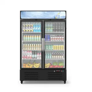【GARVEE】Commercial Refrigerator, Glass Door with LED Lighting - Upright Beverage Display Cooler for Home, Store, Gym, or Office, Featuring Double Swing Doors and 36.3 cu.ft