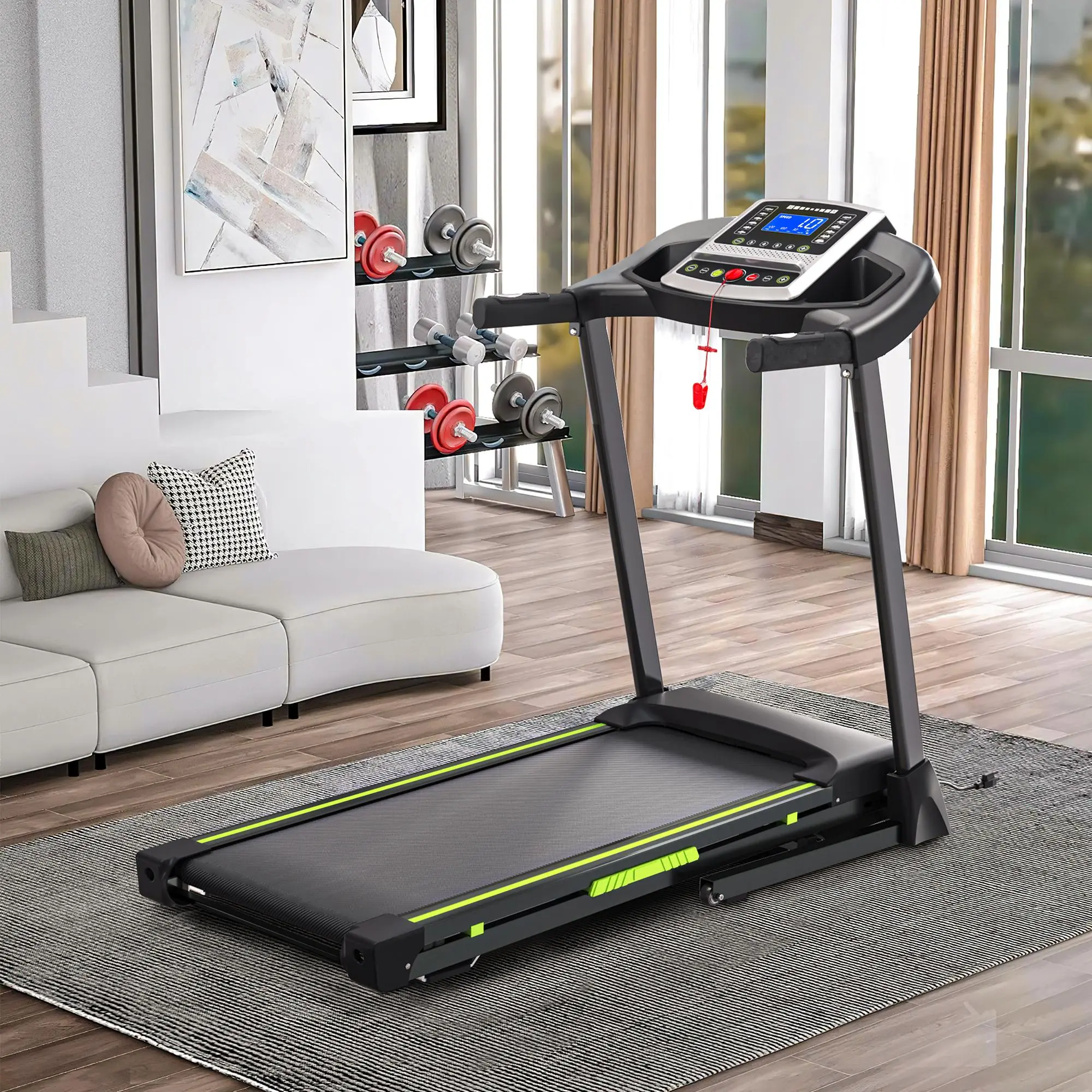 GORUN Incline Adjustable Electric Treadmill with 330lbs, Foldable Quiet Running Machine, Indoor Home Gym walking pad , Exercise Fitness Equipment,easy to move and store,ideal for home,apartment,
