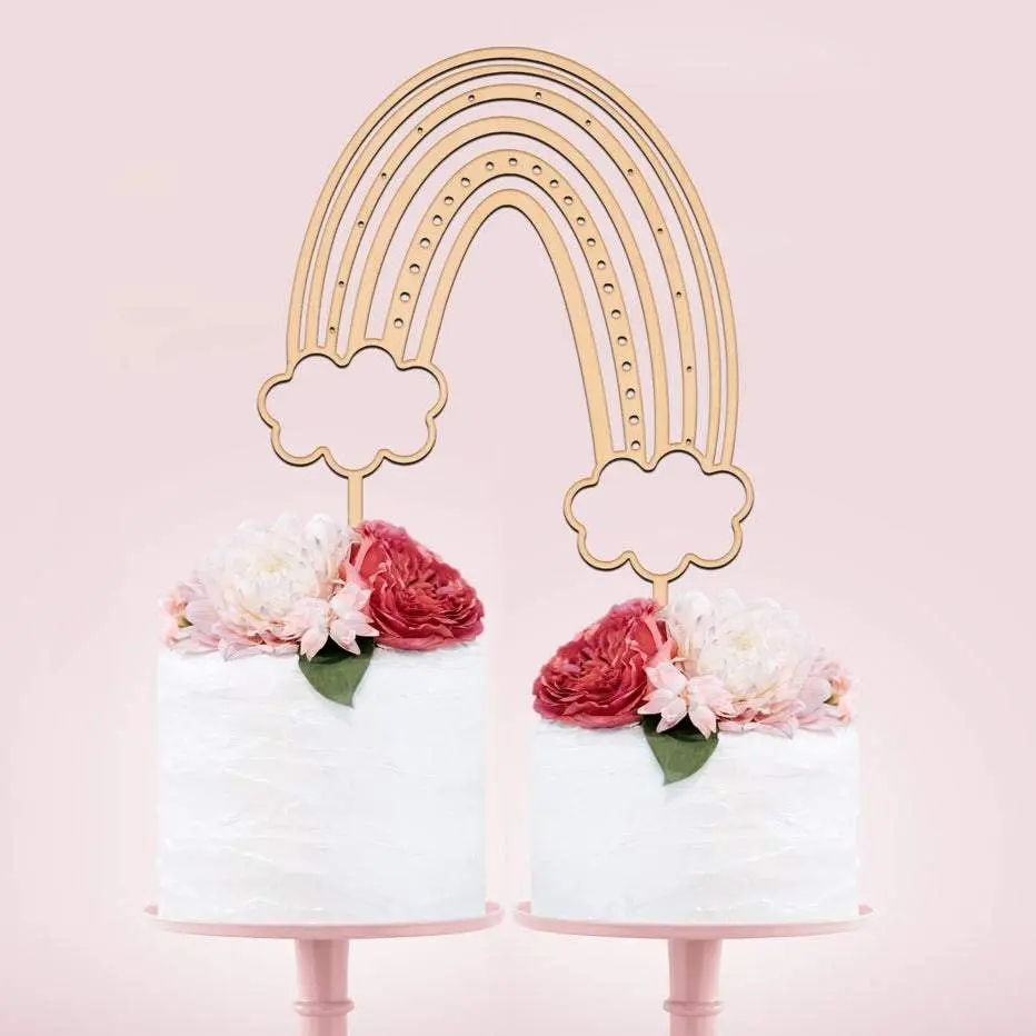 Boho Double Rainbow Cake Topper