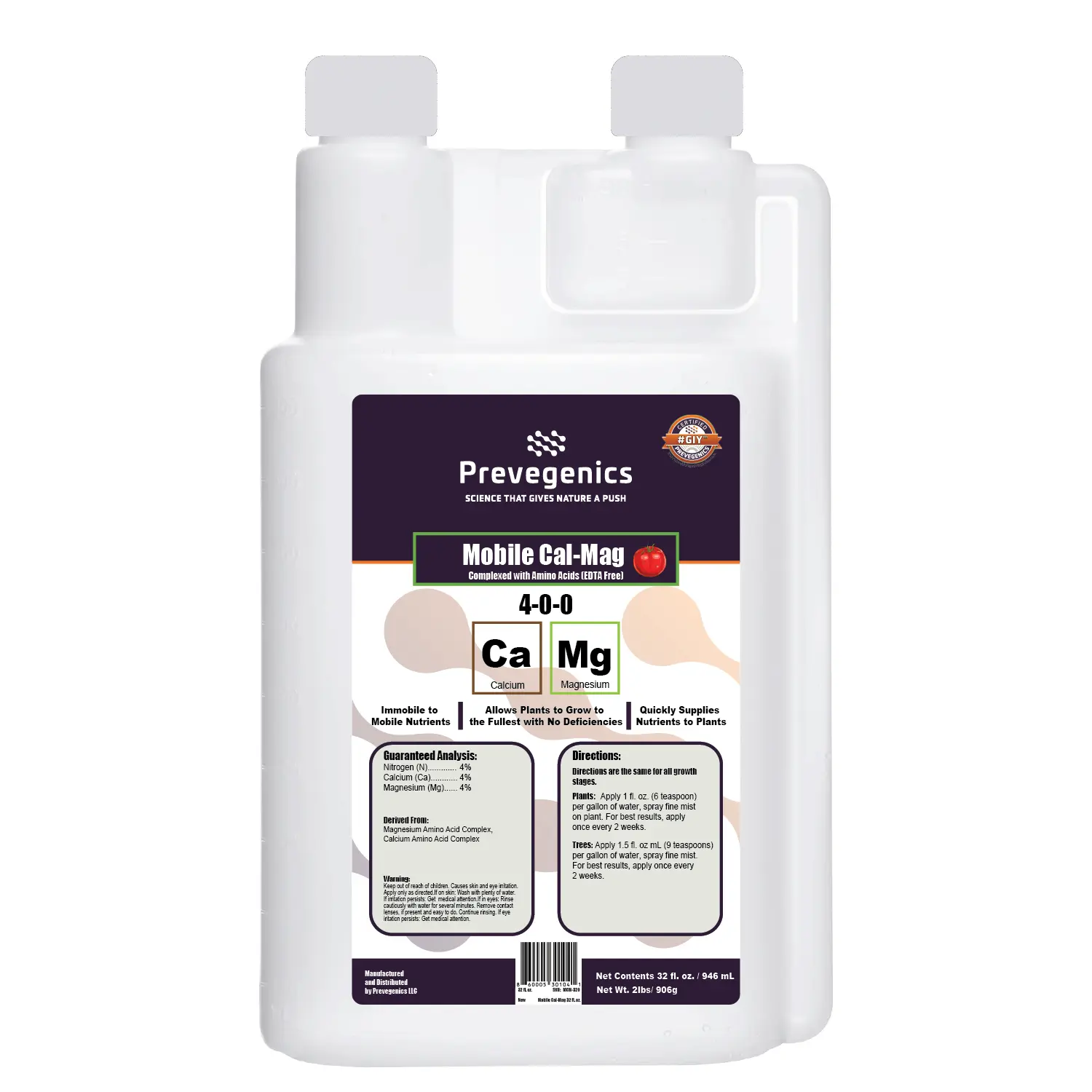 Mobile Cal Mag Liquid Fertilizer | 4-0-0 | 4% Calcium & 4% Magnesium | All Growth Stages | Liquid Fertilizer for Vegetables and Fruits