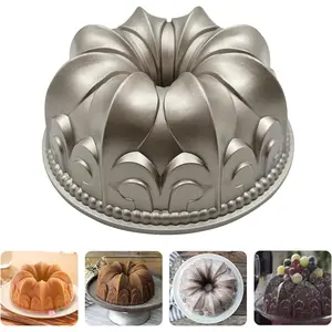 Charlotte Cake Mold Aluminium Kitchen Accessories Decoration Round Christmas Wedding Family 3D Charlotte Cake Pan (Lily flower shape)