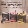 Foldable Litter Box Enclosure for Small Indoor Cats & Kittens (Fits Up to 15 lb/15 lbs), Durable PP-PS Plastic Tray with Top Grid, Odor Control Drawer-Style Sliding Tray, Easy Scoop, 2-Tone Gray-Pink Minimalist Decor, 19.69in×13.78in×13.78in, Kitten Litte