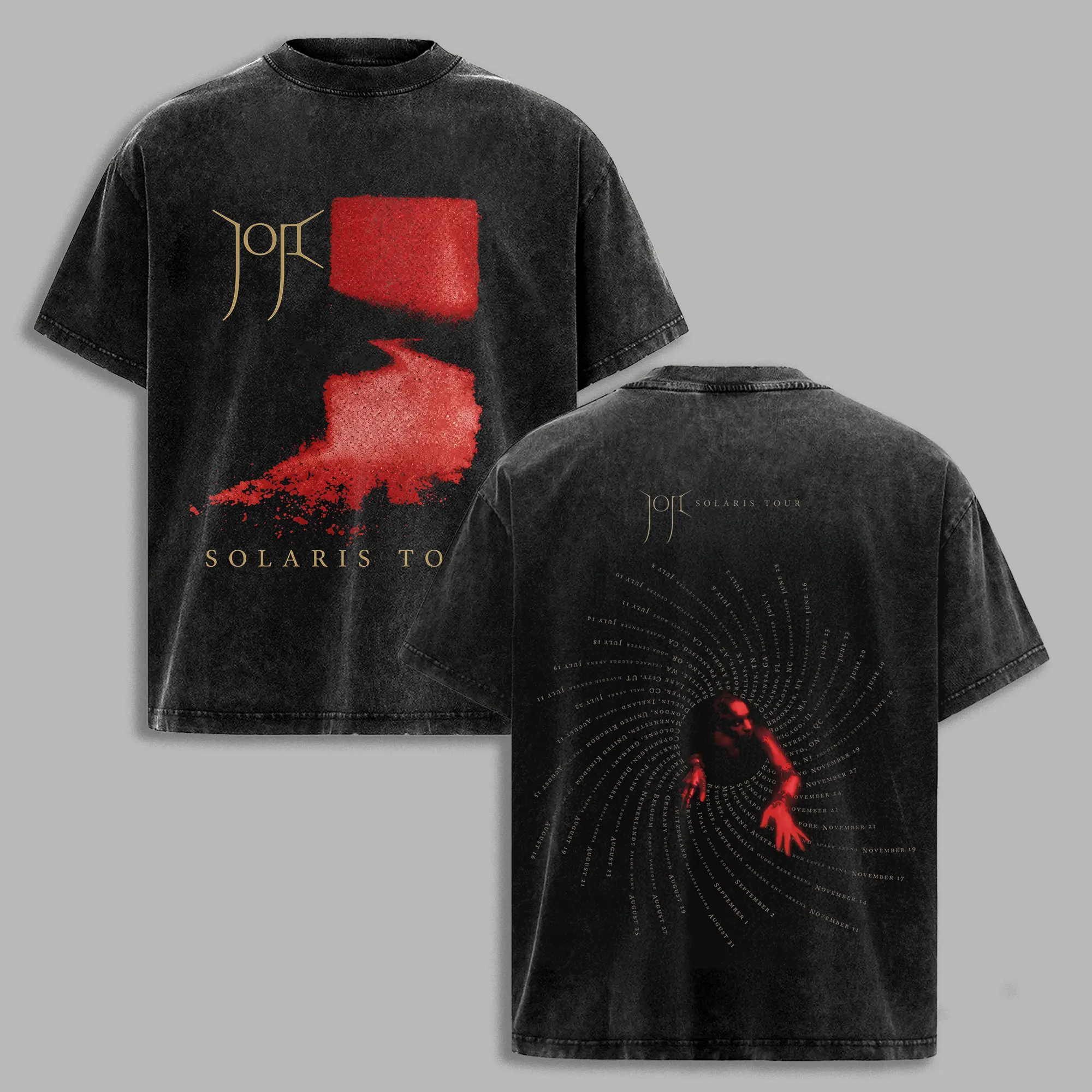 Joji Solaris Tour T-Shirt (ver2), Vintage Washed Black Concert Graphic Tee, Retro Joji Merch Shirt for Fans, Oversized Heavyweight Cotton Aesthetic Streetwear Top