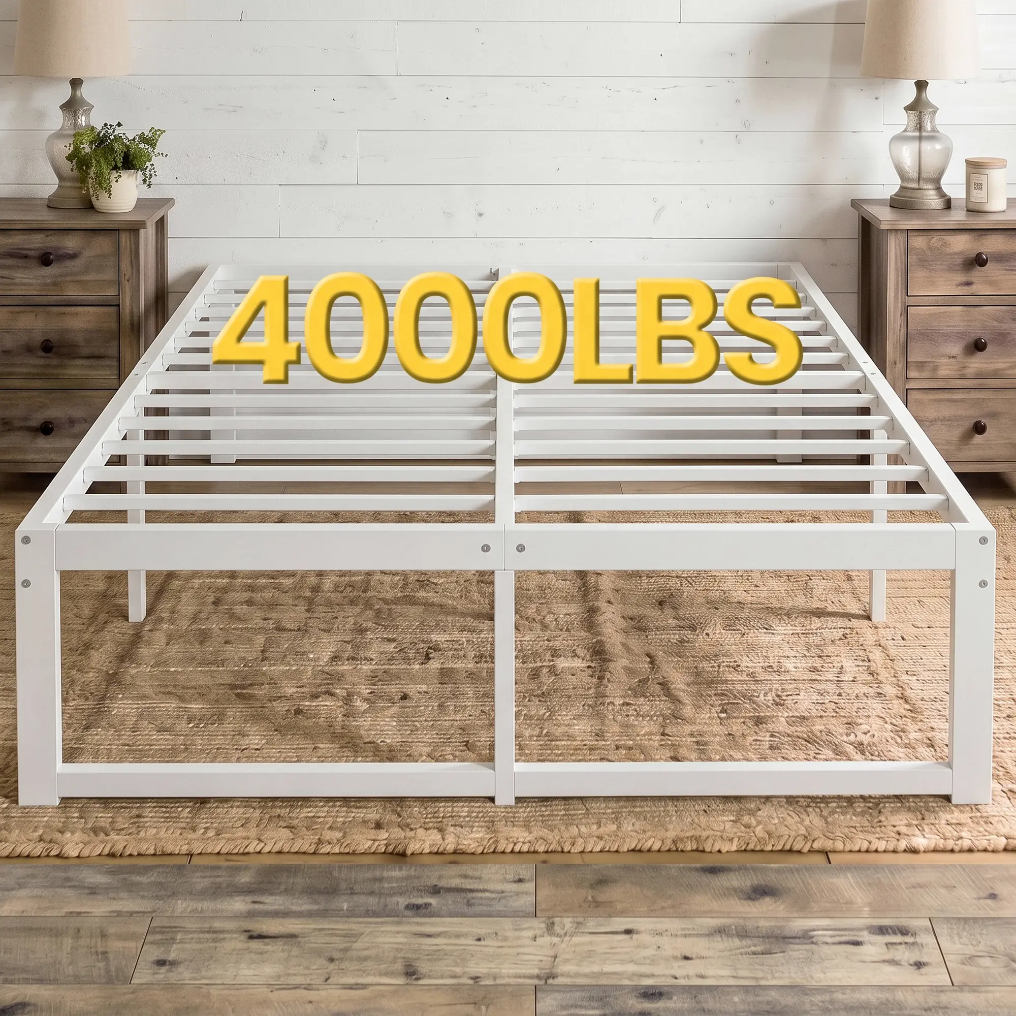 MUTICOR Basic Bed Frame with 4000LBS Heavy-Duty Steel Slat Support, Easy Assembly, Noise Free, No Box Spring Needed, Metal Platform Bed Frame