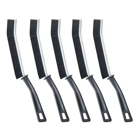 5-Pcs Hard Bristle Crevice Brush Cleaner Squeegees Set, Small Grout Cleaner for Household Bathroom & Kitchen, Skinny Gap Tools with Ergonomic Design & Hanging Hole