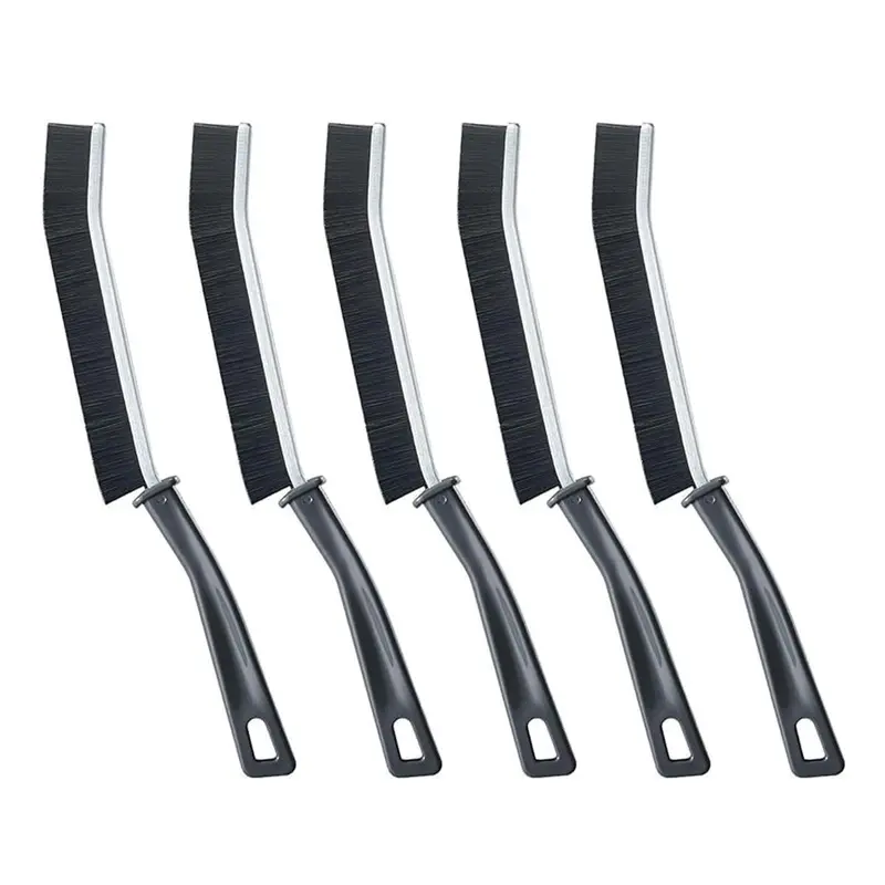 5-Pcs Hard Bristle Crevice Brush Cleaner Squeegees Set, Small Grout Cleaner for Household Bathroom & Kitchen, Skinny Gap Tools with Ergonomic Design & Hanging Hole