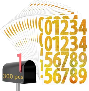300 count Number Stickers, 3"  Vinyl Number Stickers, Consecutive 0-9 Labels Self-Adhesive Without  Left for Indoor, Outdoor- Holographic