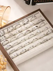 Elegant Stainless Steel Ring Set with Rhinestones, Random Style, Geometric Patterns, Perfect for Ramadan Gifts, Daily Wear, Weddings, and Parties