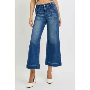 JODIE HIGH RISE ANKLE WIDE LEG PATCH FRONT POCKET JEANS