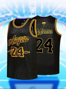 Unisex Mamba Snakeskin 24 Black Basketball Jersey V Neck Embroidery Breathable Sleeveless Vest Outdoor Sports Game Casual Daily Wear All Seasons