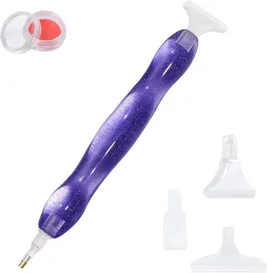 Painting Pen, Handmade   Painting Pens with Glue Clay and Various Tips, More Comfortable and Faster, 5D  Painting Tools for  Paintings Hobby (Sky Purple)