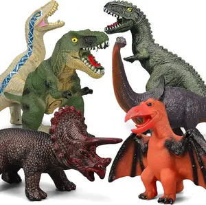 Big 6 Piece Dinosaur Figures Toyset for Kids - Soft Dinosaur Party Favors, Birthday Gifts for Boys and Girls