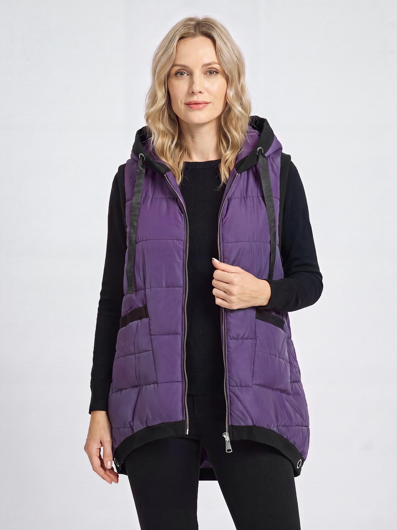 Aswulk Women Hooded Quilted Padded Vest, Thick Zip Up Sleeveless Jacket With Big Pockets, Front Short Back Long Casual Layering Gilet