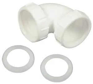 212 MAIN Plastic 90° Bend 1.5-in Slip Joint Elbow Water Pipe, Sink Adapter with Nuts for Kitchen & Bathroom Use