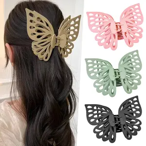 Large Matte Butterfly Hollow Hair Claw Versatile Double Layer Updo Top Clip Ponytail Hair Claw High-Quality Durable Plastic 15.60*12*4.50 cm Fashion Office-Friendly