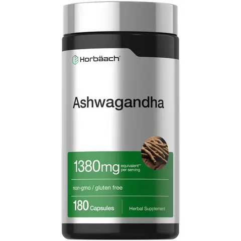 Horbäach Ashwagandha Supplement - 180 Capsules - For Women and Men - Herbal Root Extract - Non-GMO, Gluten Free