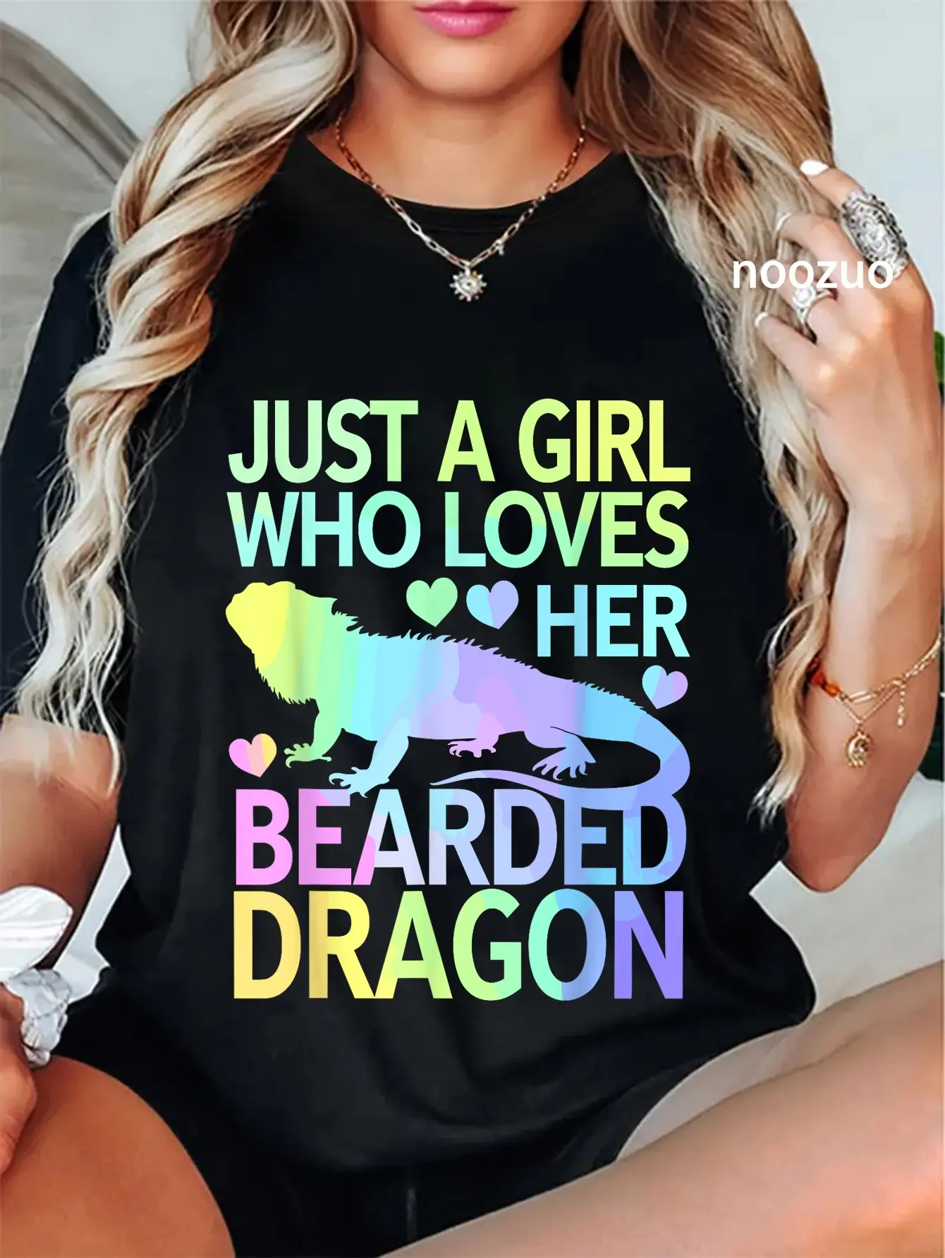 Women's Vintage Sarcastic T-shirt with Funny Bearded Dragon Graphic, 100% Cotton Round Neck Novelty Gift for a Lady, Funny Artwork, Playful Humor, Streetwear Fit, Short Sleeve, Casual, All Seasons, Tshirt, Everyday, Top, Crew Neck, Tops