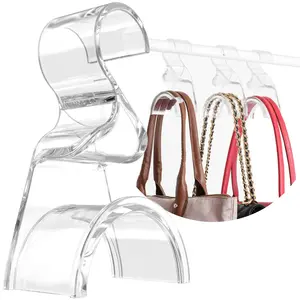 Wiosi Premium Clear Purse Hanger Closet Set of 3 - Durable Acrylic Organizers & Storage Bag Hanger for Handbags & Premium Backpack Purse Hooks